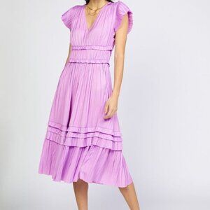 Anthropologie Current Air Pink Pleated  Maxi Dress